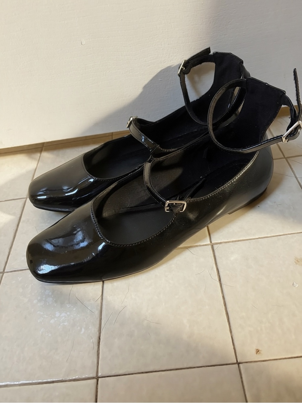 Old Navy Black Patent Ankle-Strap Mary Jane Flats